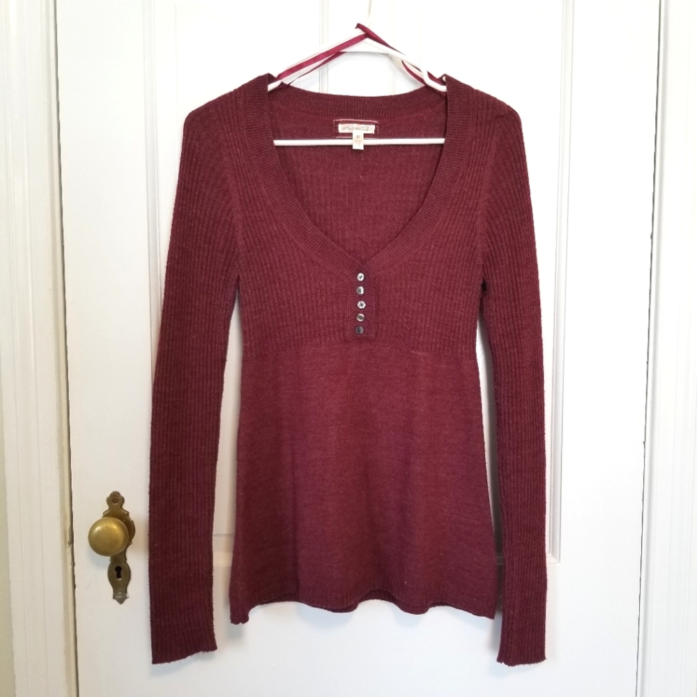 AEROPOSTALE Ribbed Babydoll Sweater with Buttons